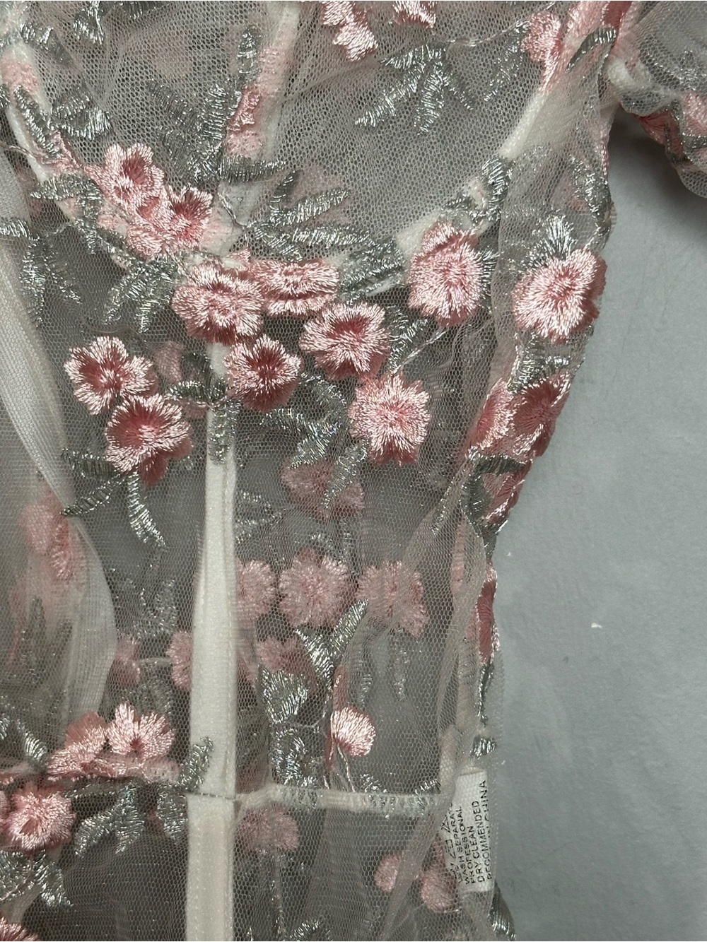 🌻5/$30🌻 NO TAG Sheer Floral Embroidered Corset Bodysuit - Picture 4 of 6
